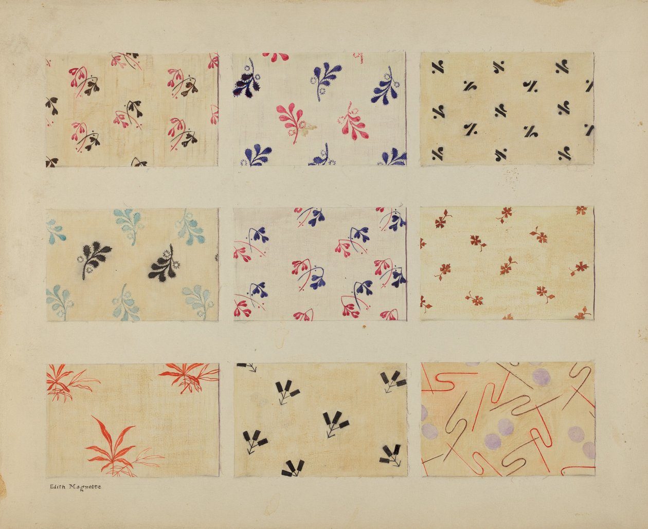 Trykte quiltlapper av Edith Magnette