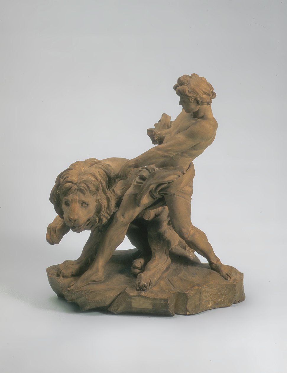 Atlet med en løve, 1737 (terrakotta) (par 73701) av Edmé Bouchardon