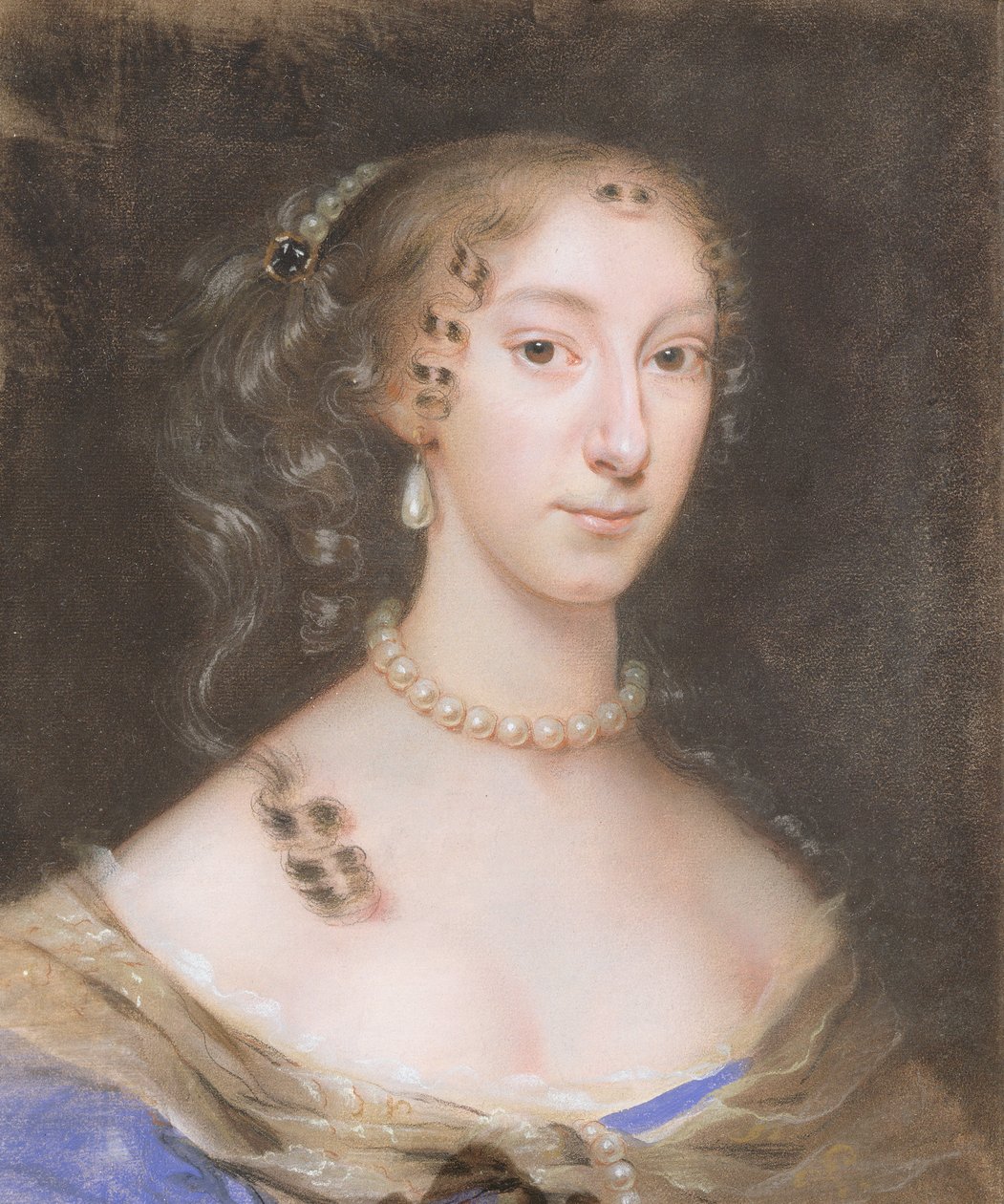 Portrett av en adelsmannskone (pastell og blyant på papir) (se 146370 for par) av Edmund Ashfield