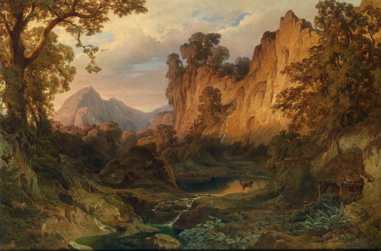 Romantisk landskap i kveldslyset av Edmund von Wörndle