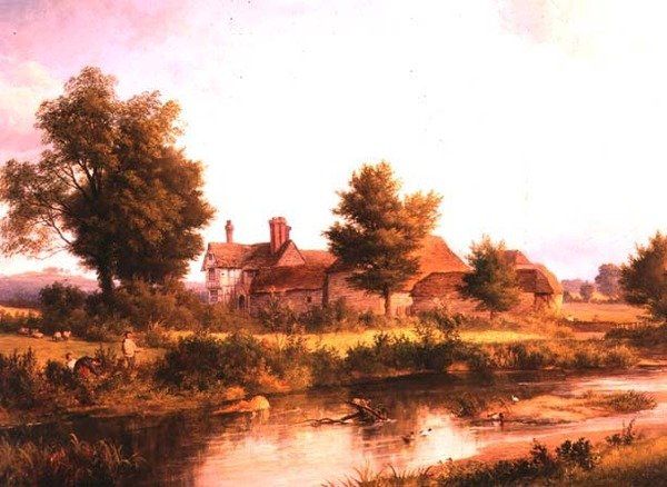 Utsikt over Unstead House, nær Bramley av Edmund Gill