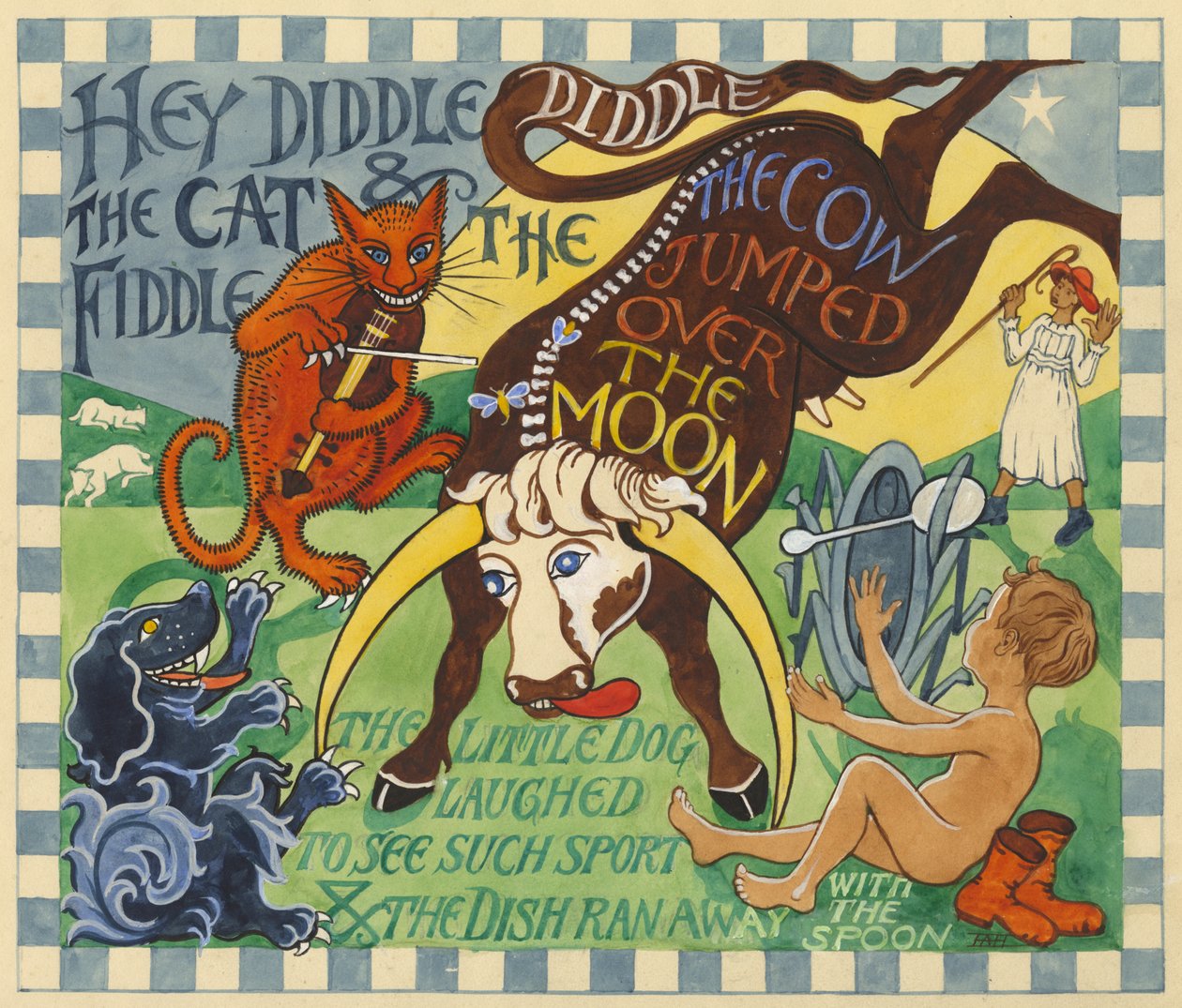 Hey Diddle Diddle, ca. 1935 (gouache på papir) av Edmund Hunter