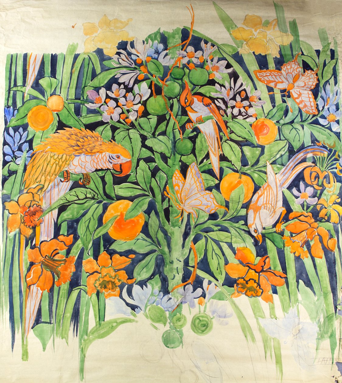 Jungle Chat c1930 (gouache på papir) av Edmund Hunter