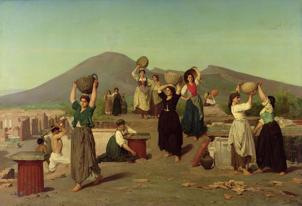 Utgravningene i Pompeii, 1865 av Edouard Alexandre Sain