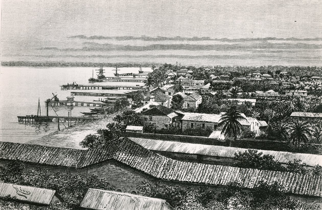 Europeisk kvarter i Lagos, Nigeria, 1887 av Edouard Riou