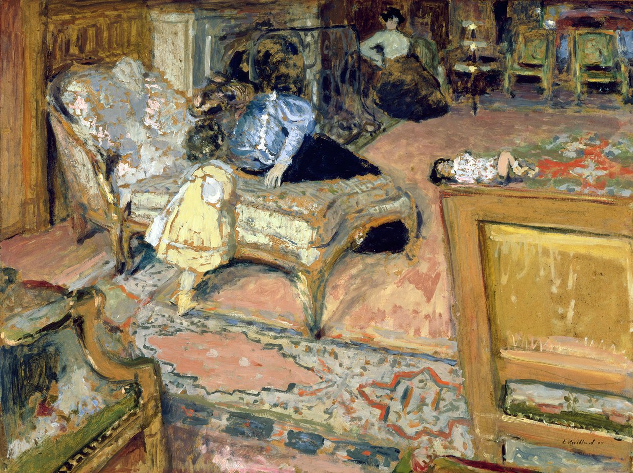 Confidence (The Bernheim Children in the Salon) 1905 (olje om bord lagt ned på panel) av Edouard Vuillard
