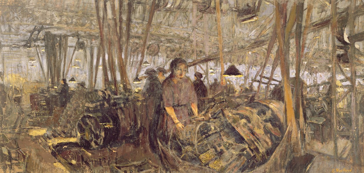 Interiør av en ammunisjonsfabrikk: The Forge, 1916-17 (tempera på lerret) av Edouard Vuillard