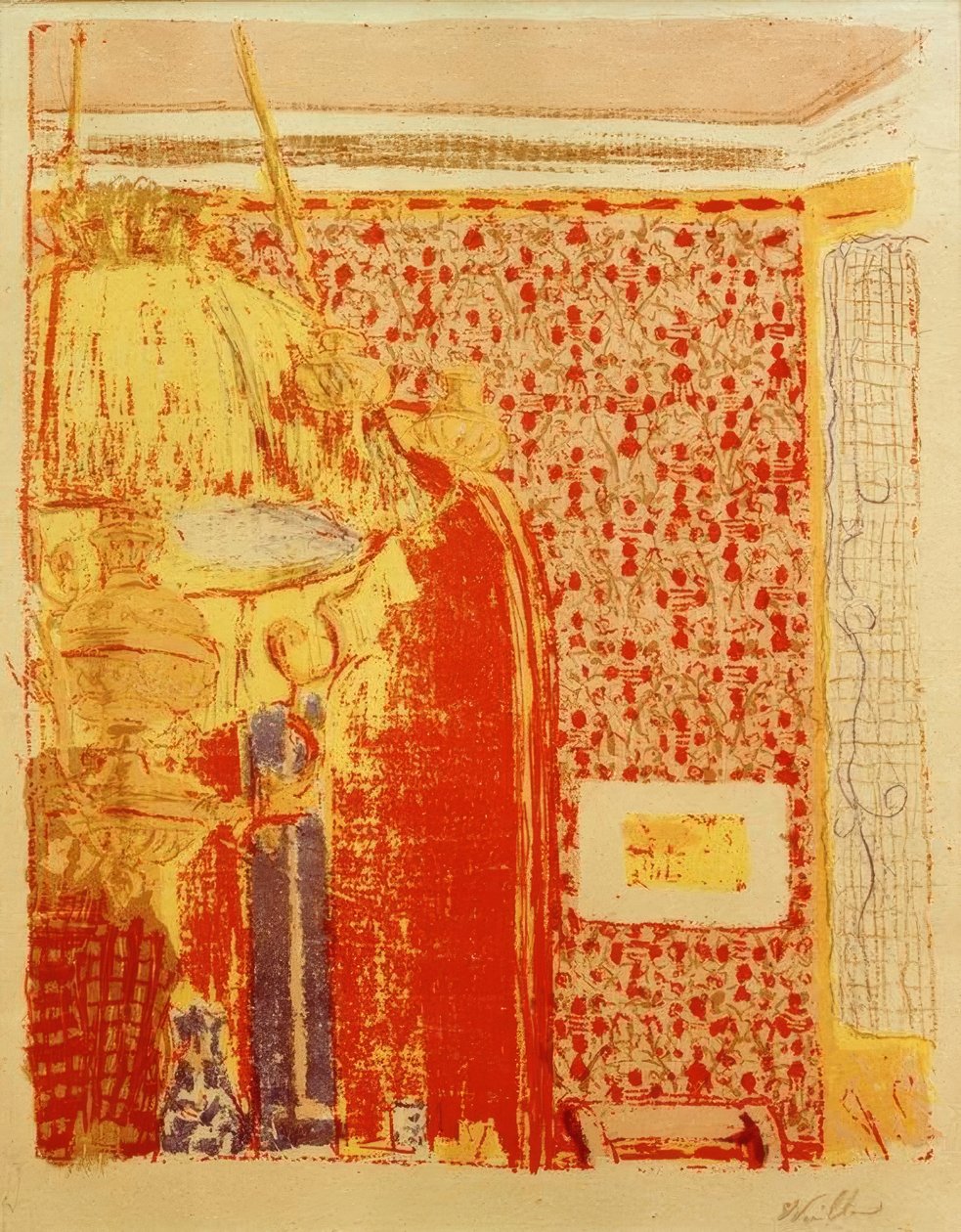Interiør med rosa oppheng II av Edouard Vuillard