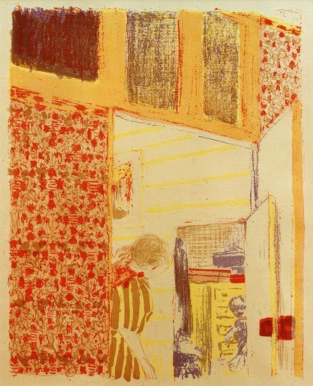 Interiør med rosa oppheng III av Edouard Vuillard