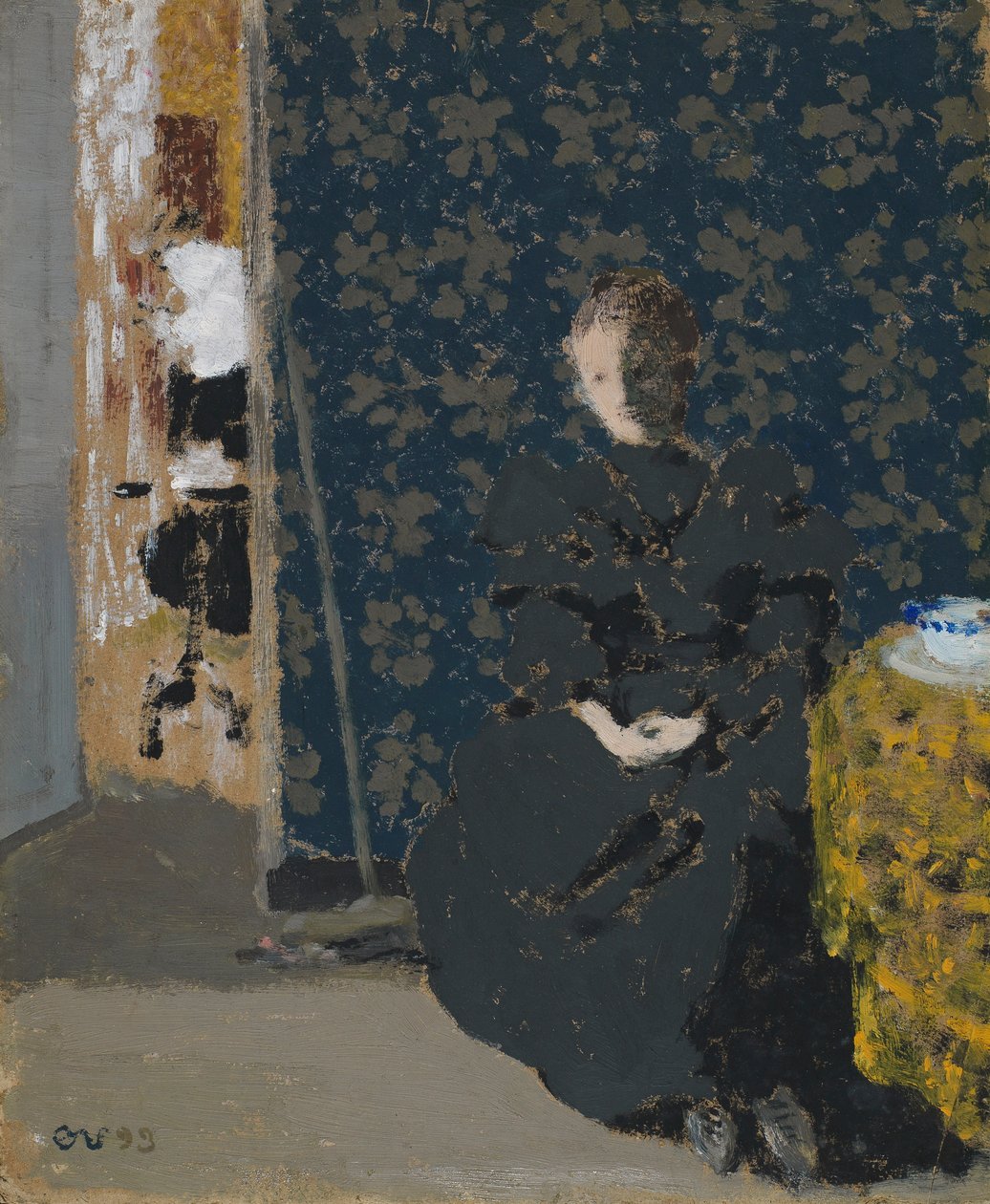 PD.1-1994 Sittende kvinne med en kopp kaffe, 1893 (valpesyke på papp) av Edouard Vuillard
