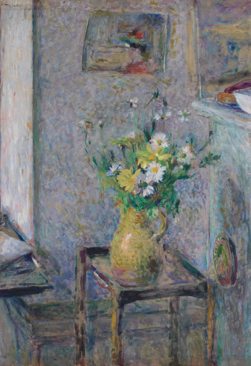 Vase i steintøy med blomster av Edouard Vuillard