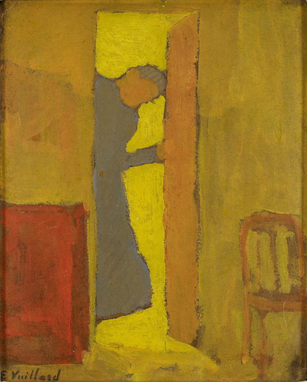 Kunstnerens mor åpner en dør av Edouard Vuillard
