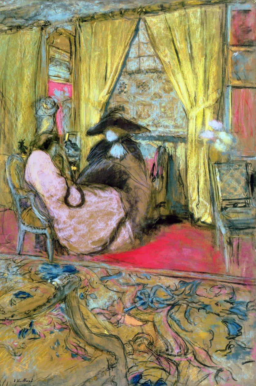 The Visit, ca. 1910 (pastell på papir) av Edouard Vuillard