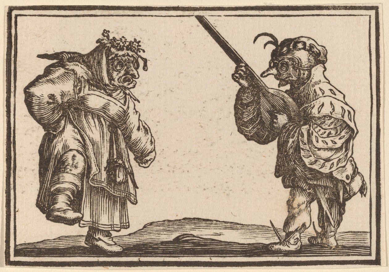 Dansere med lut av Edouard Eckman after Jacques Callot