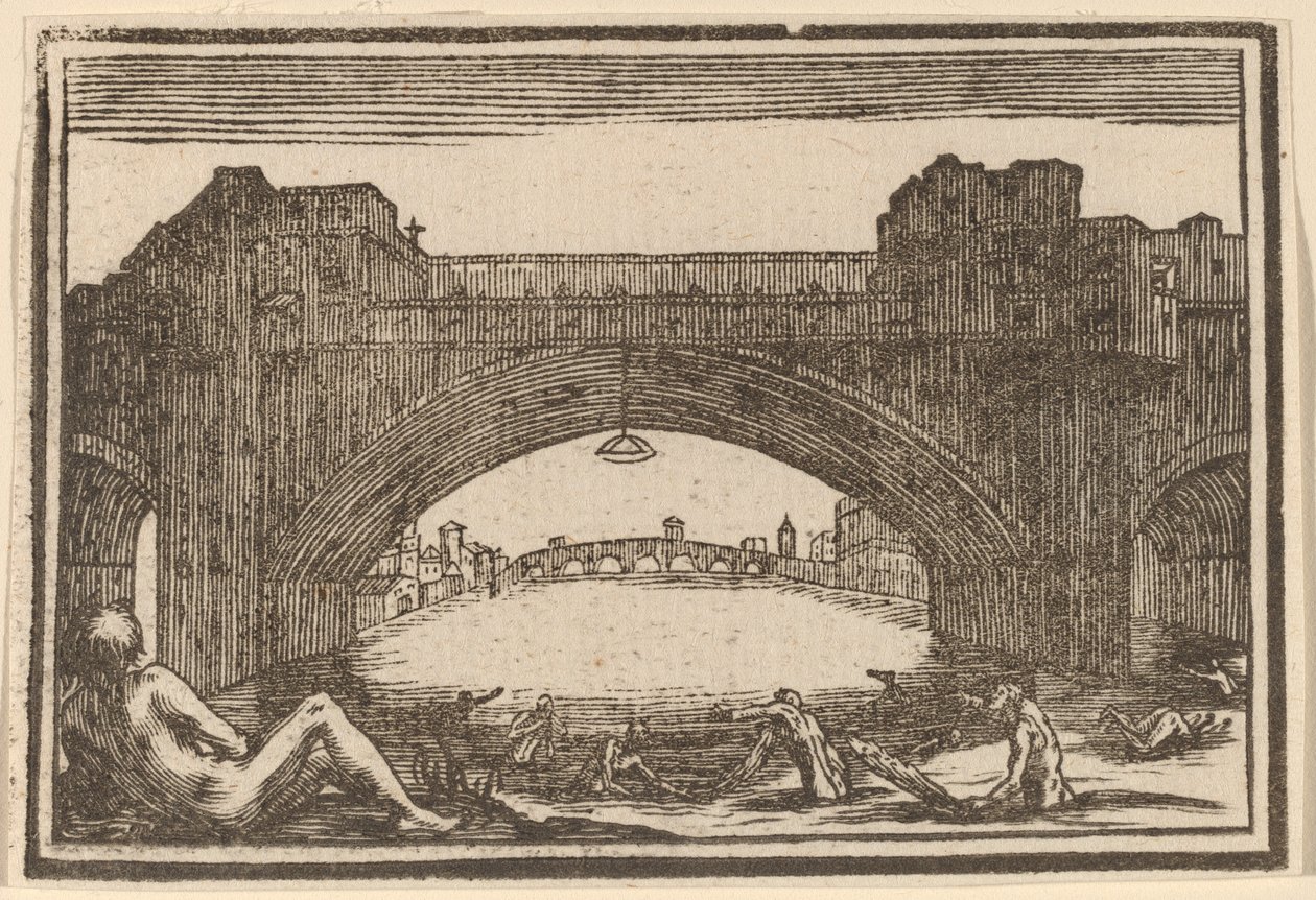Ponte Vecchio, Firenze av Edouard Eckman after Jacques Callot