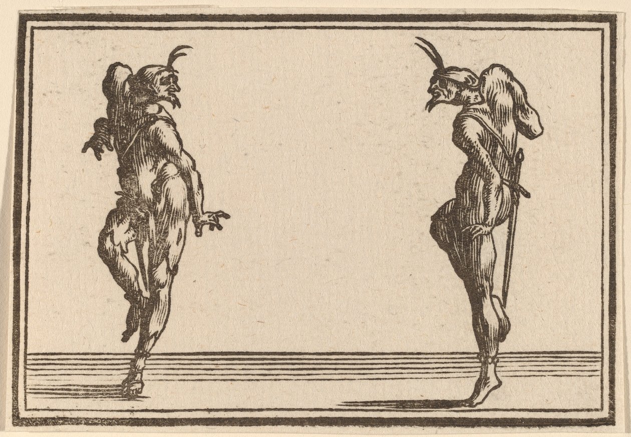 To Pantaloons som danser av Edouard Eckman after Jacques Callot
