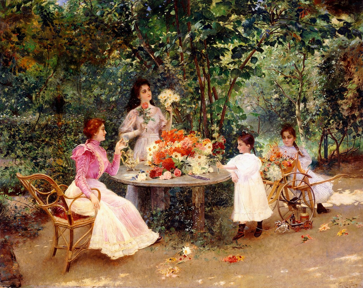 Teatime i hagen, av Edouard Frederic Wilhelm Richter