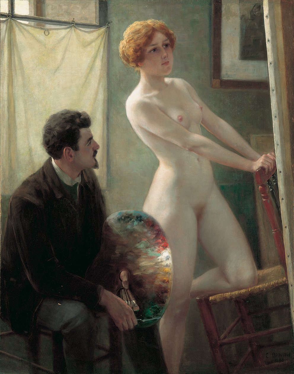 Malerens Atelier, 1885 av Edouard Joseph Dantan
