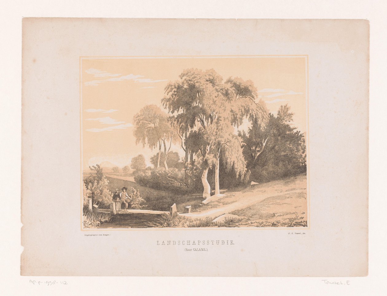 Landschapsstudie (tittel på objekt) av Edouard Taurel