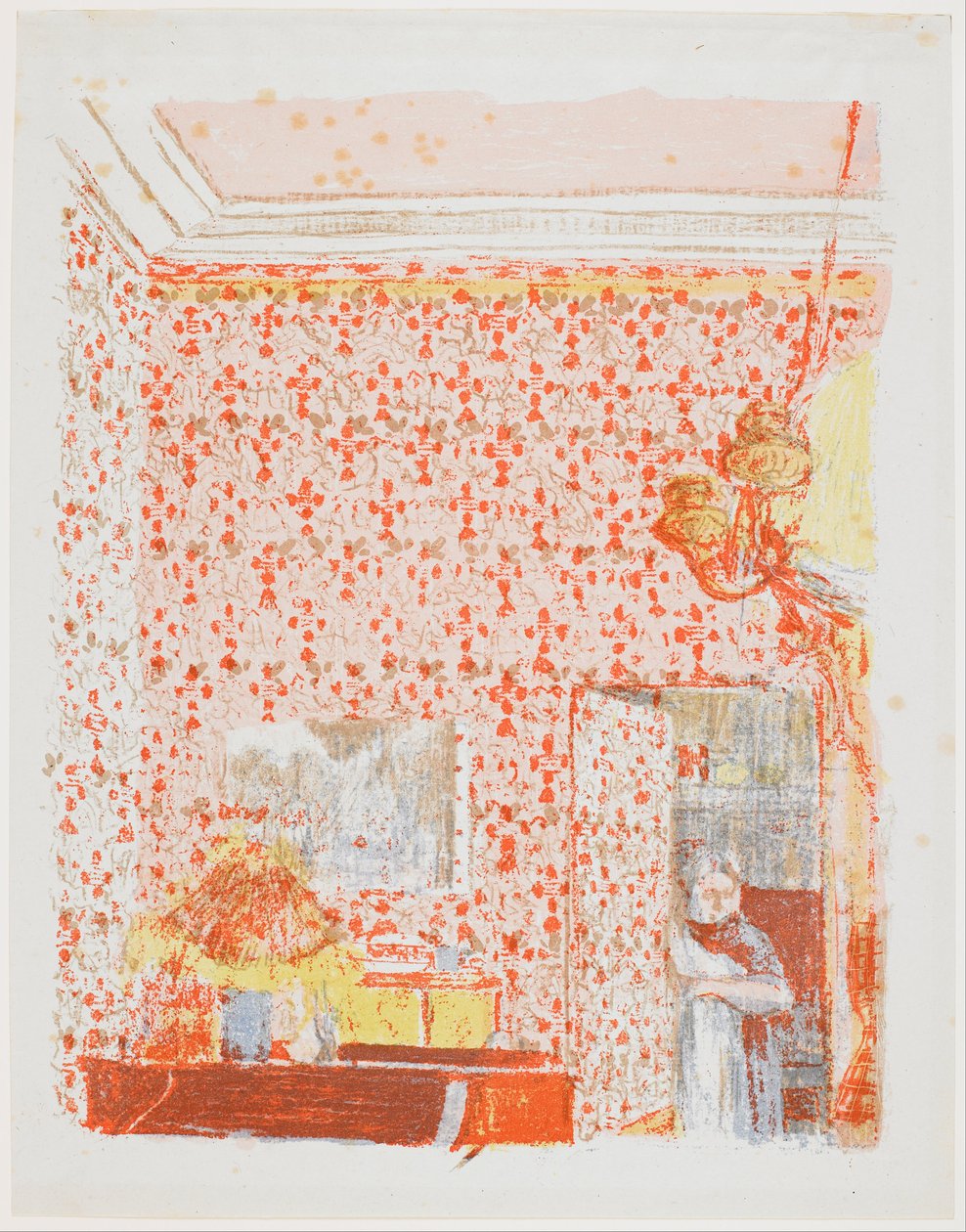 Interiør med rosa oppheng I av Edouard Vuillard