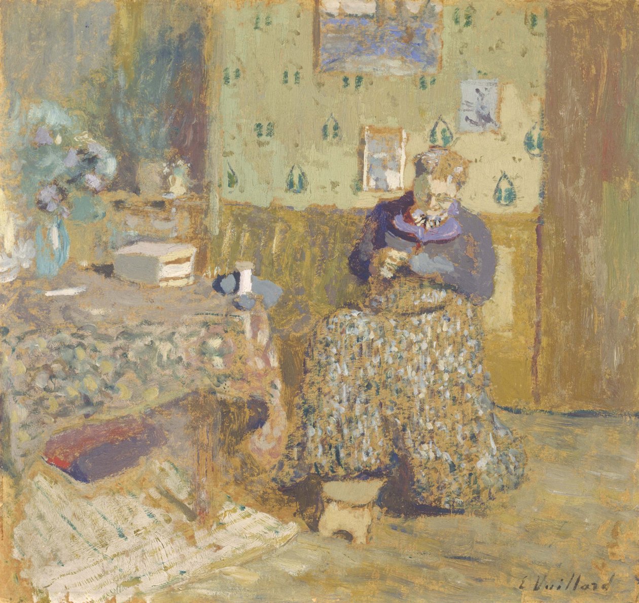 Madame Vuillard Sewing, 1920 av Edouard Vuillard