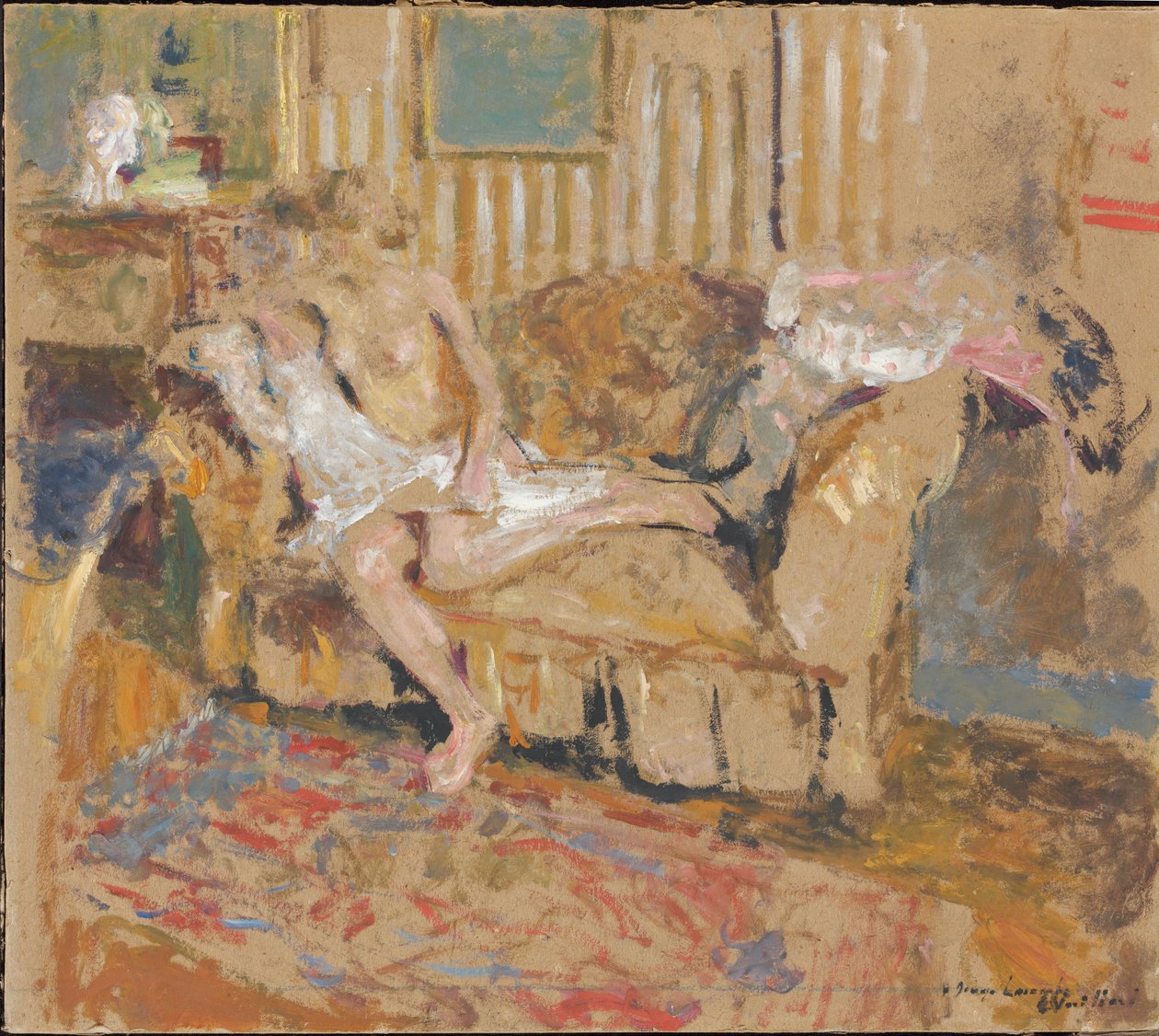 Naken i den stripete salongen, ca. 1905. av Edouard Vuillard
