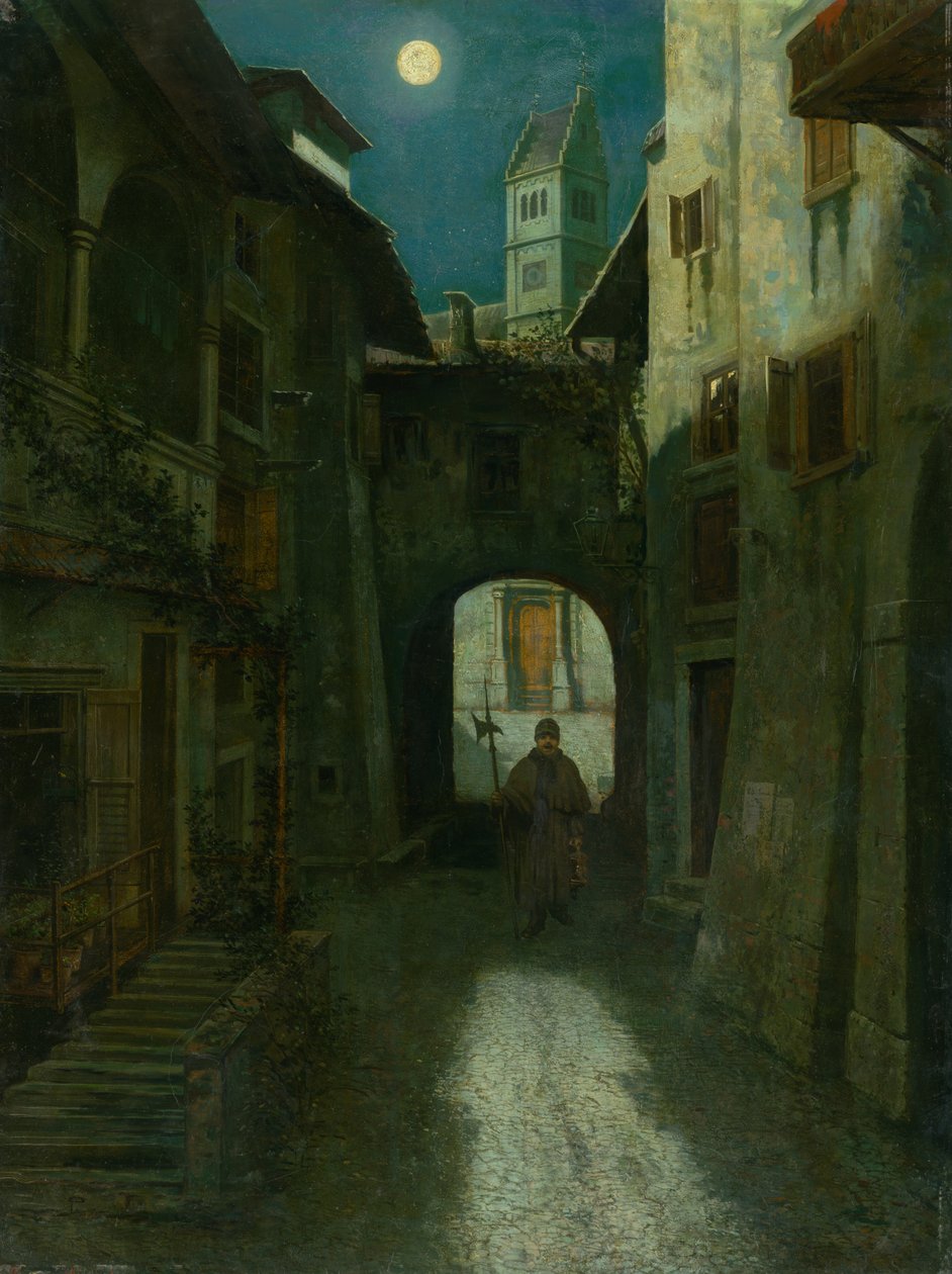 Nattevakt i gamlebyen, 1880. av Eduard Majsch