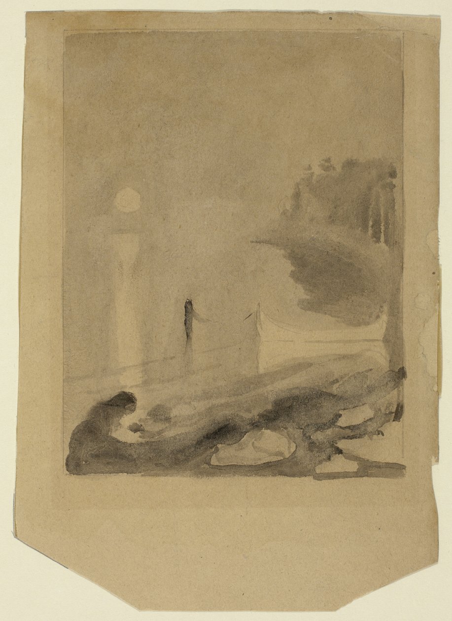 En båt knyttet til en brygge av Edvard Munch