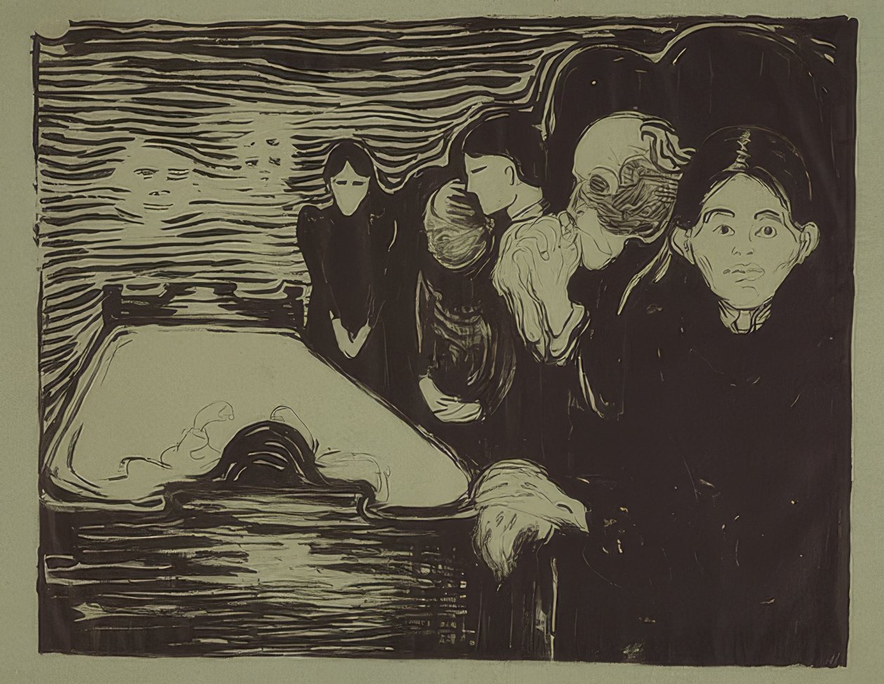 Ved dødsleiet. 1896 av Edvard Munch