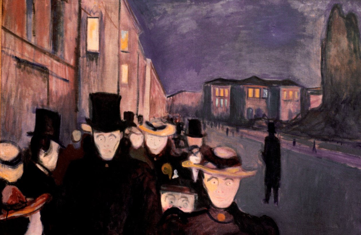 Kveld på Karl Johan, 1892 av Edvard Munch
