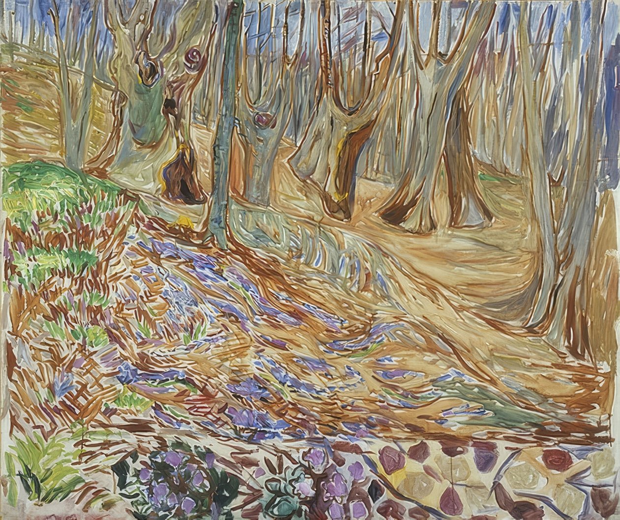 Vår i almeskogen. Rundt 1923 av Edvard Munch