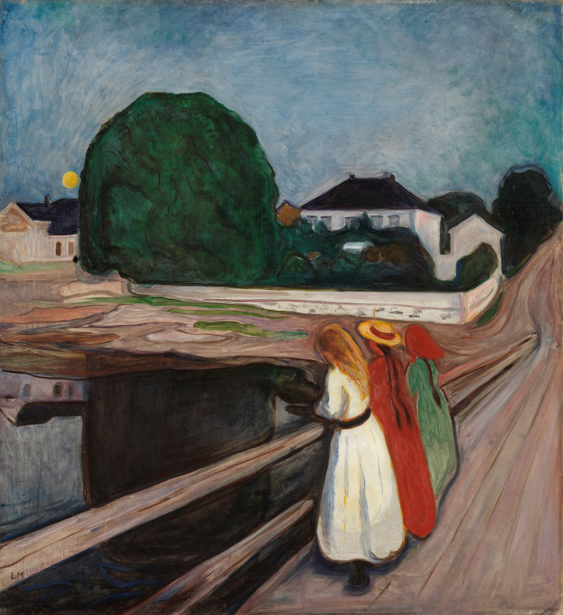 Jenter på brygga, ca. 1901 av Edvard Munch
