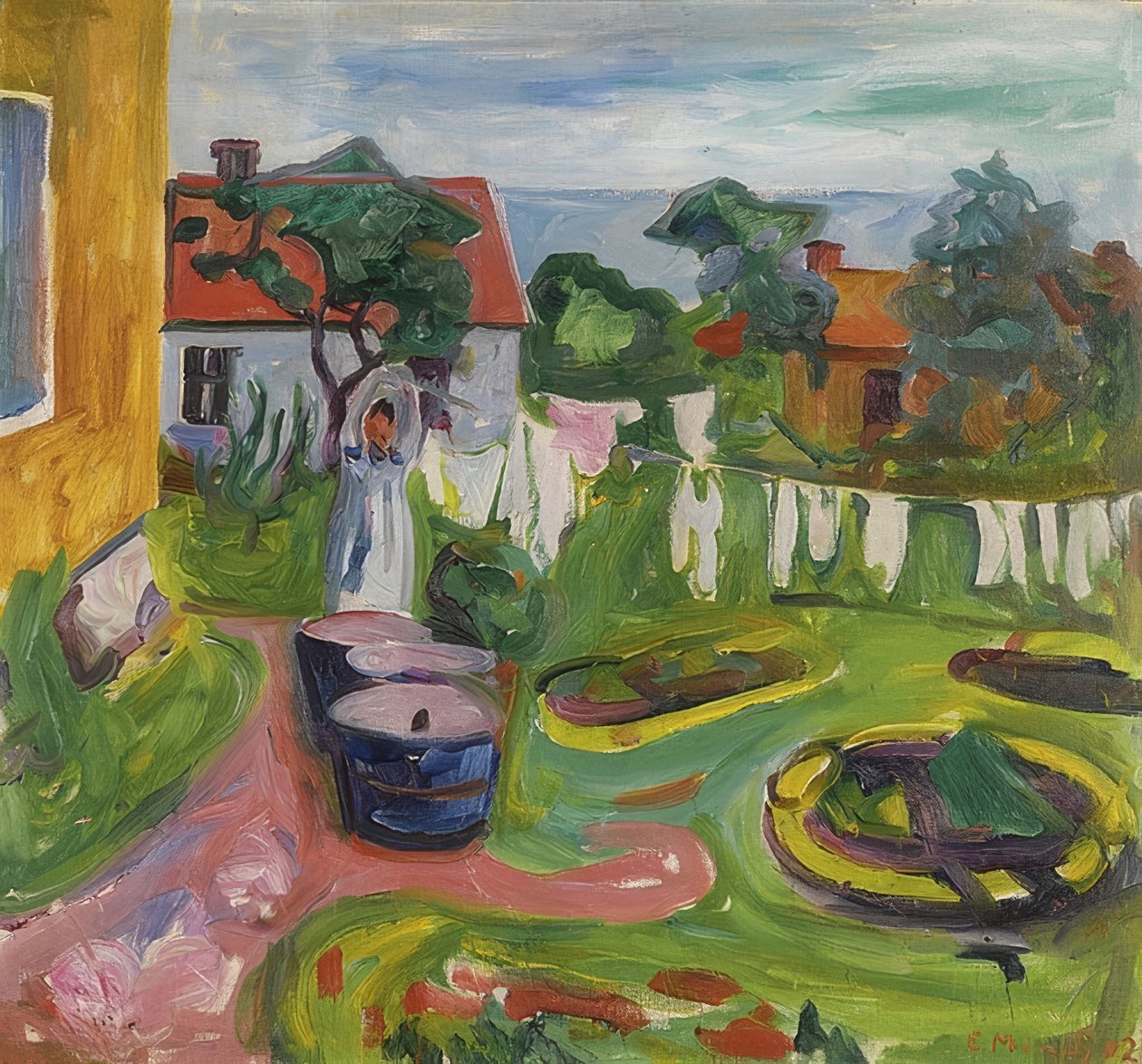 Vaskeri på linjen i Asgardstrand. 1902 av Edvard Munch
