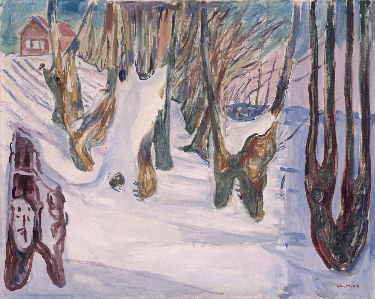 Vinterlandskap med hus av Edvard Munch