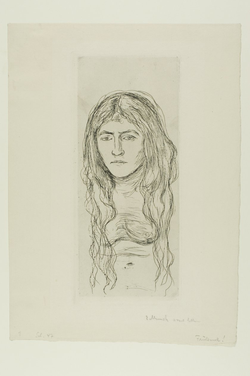Kvinne med langt hår av Edvard Munch