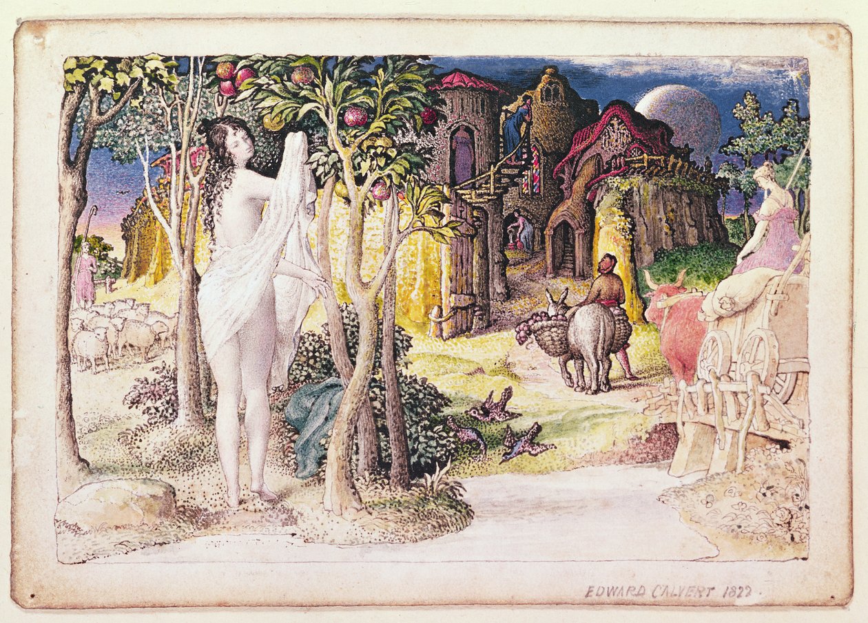 Den primitive byen, 1822 (penn og blekk og wc) av Edward Calvert