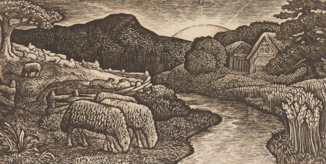 Sauene til beitet hans av Edward Calvert