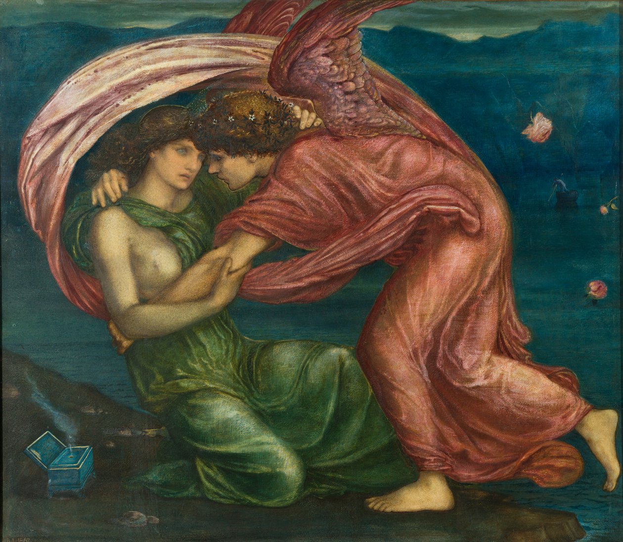 Cupid Deliving Psyche, 1867 (blandet media) av Edward Burne Jones