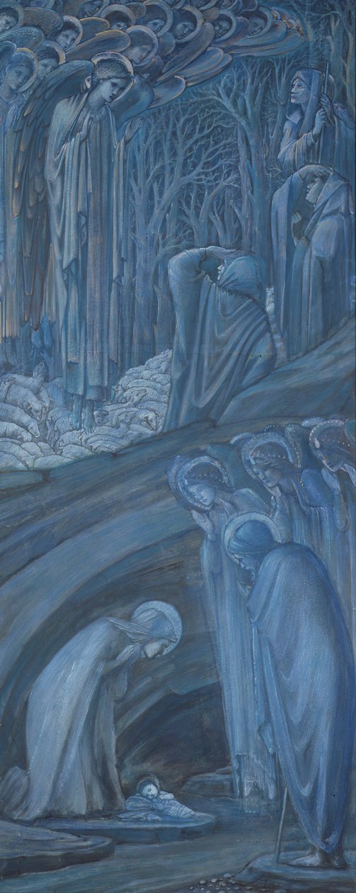 Nativity, 1887 (gouache og gullmaling på papir) av Edward Burne Jones