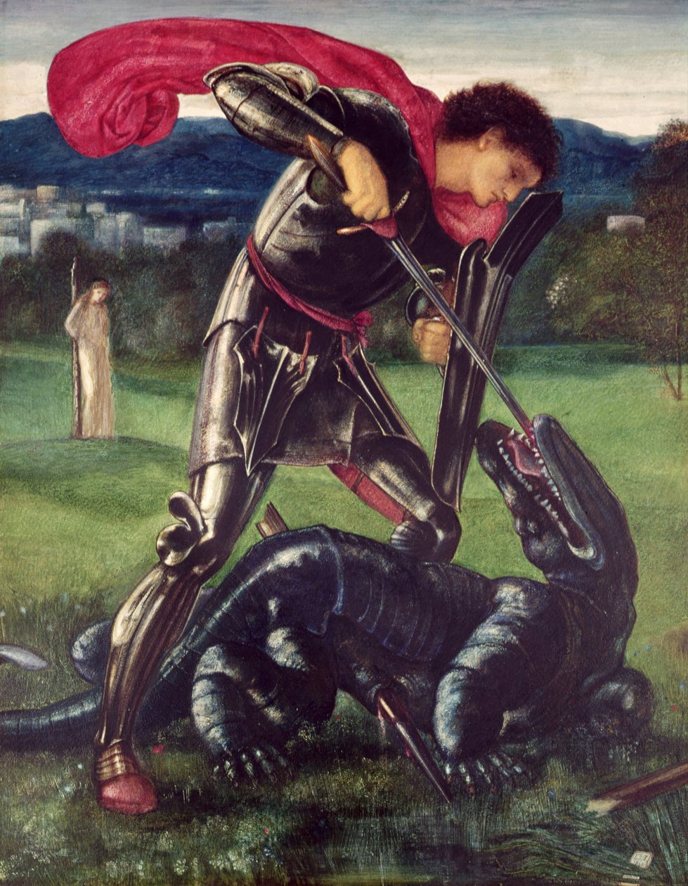 St. George og dragen, 1868 (gouache) av Edward Burne Jones