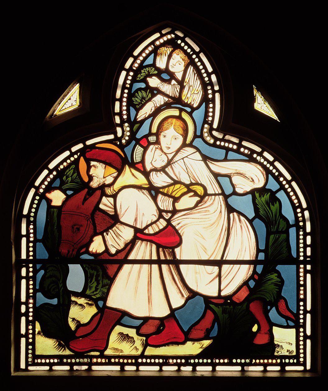 The Flight into Egypt, 1862 (farget glass) av Edward Burne Jones