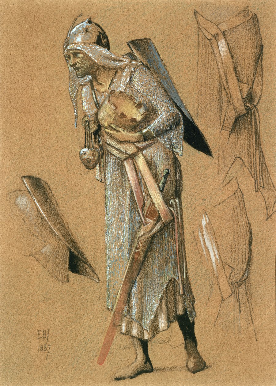 Melchior, 1887 (farget kritt og gull) av Edward Burne Jones