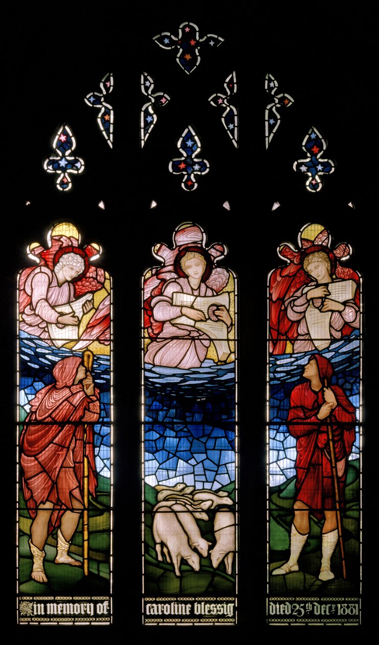 Bebudelsen til hyrdene, 1883 av Edward Burne Jones