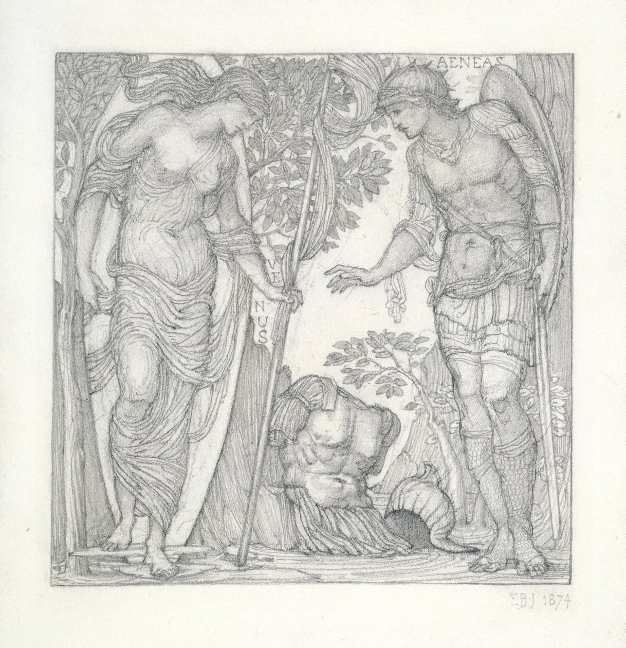 Venus bringer rustning til Aeneas, 1874 av Edward Burne Jones