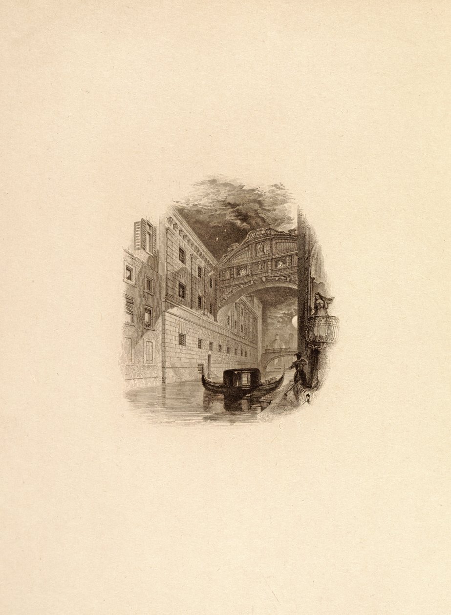 Sukkenes bro, Venezia, ca. 1832 av Edward Francis Finden