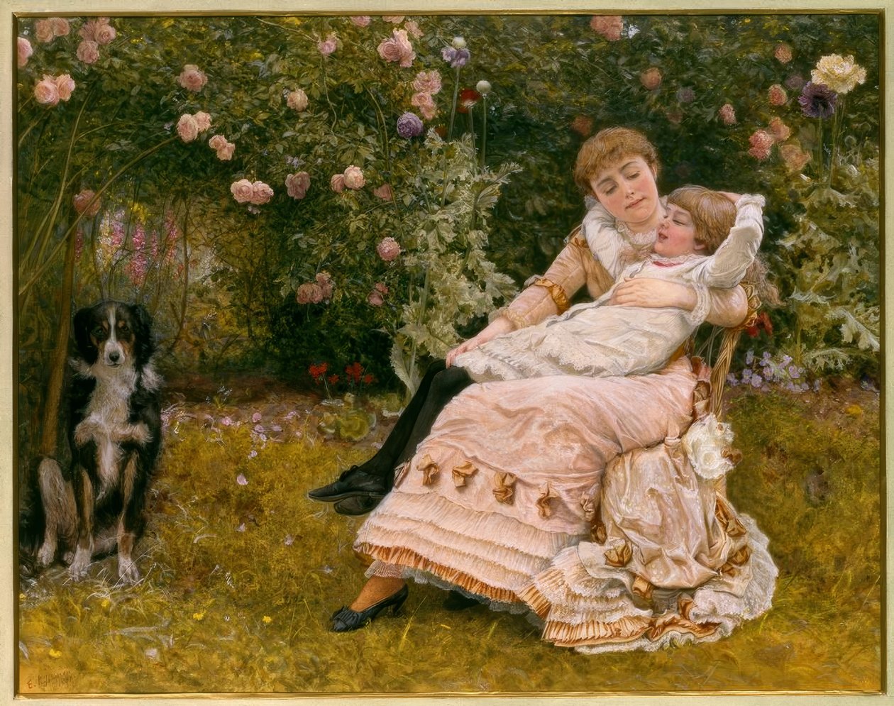 E.K.Johnson, Happy as the day is long / Aquarell, 1881 av Edward Killingworth Johnson