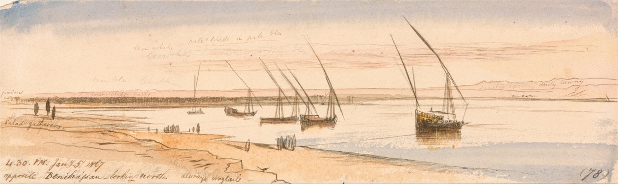 Overfor Beni Hassan, og ser nordover av Edward Lear
