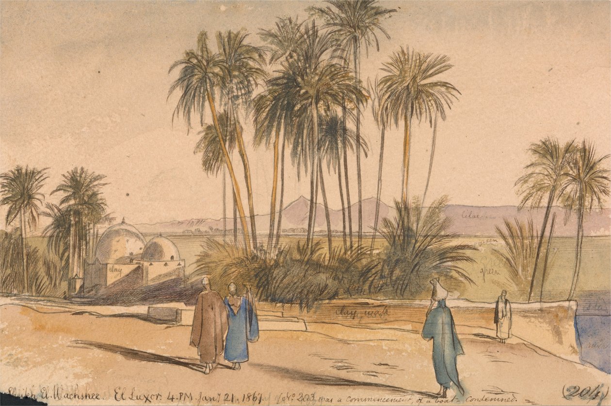 Sheikh El Wachshee, Luxor av Edward Lear