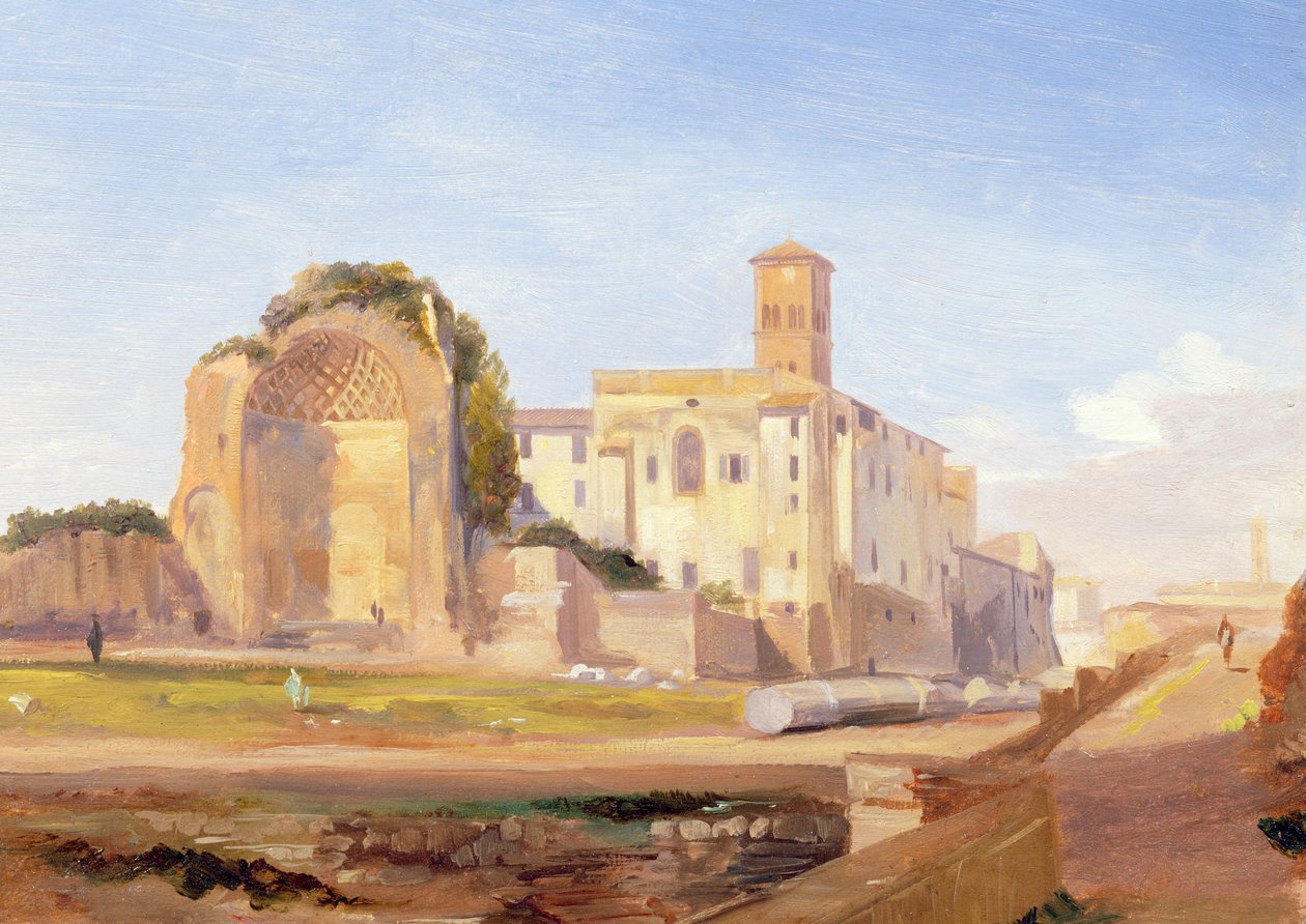 The Temple of Venus and Roma, Roma, 1840 (olje på papir lagt på papp) av Edward Lear