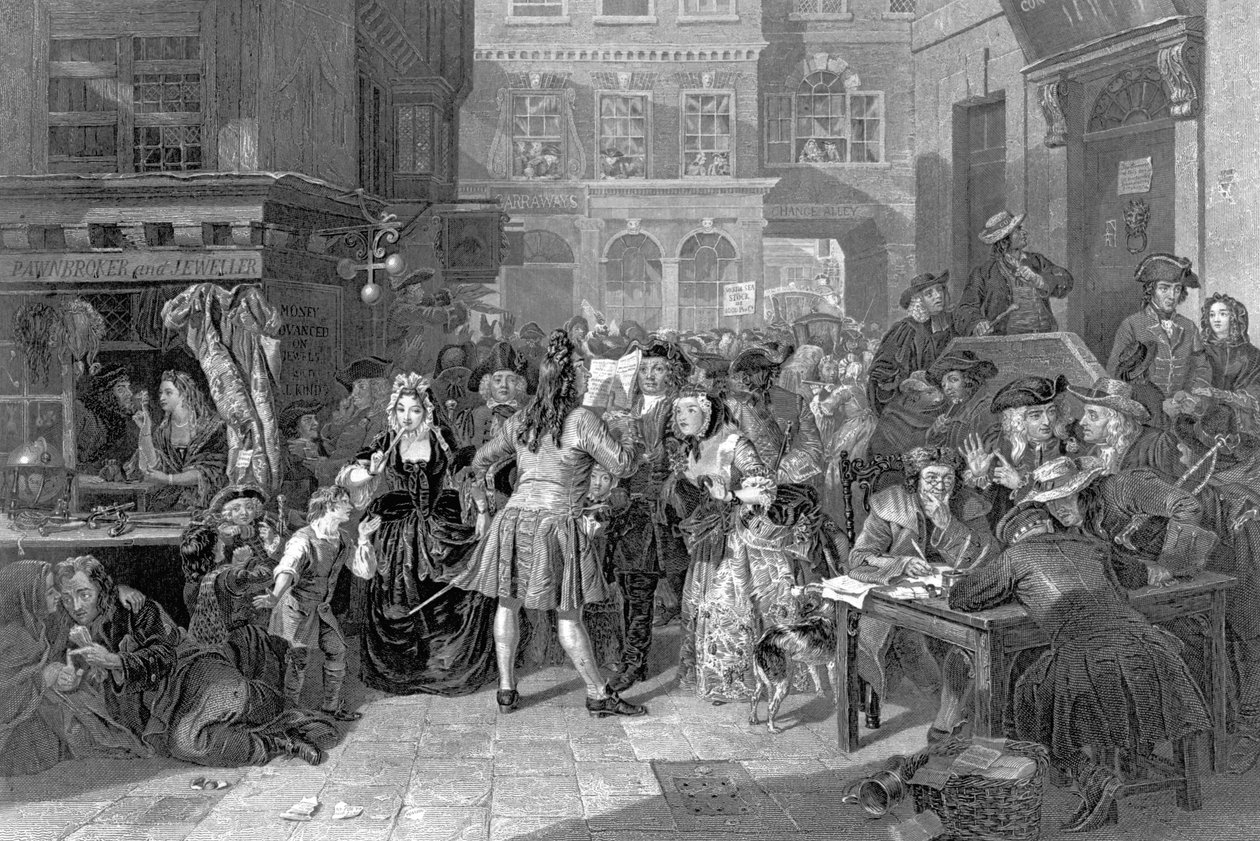 Scene i Change Alley under South Sea Bubble, 1853 av Edward Matthew Ward